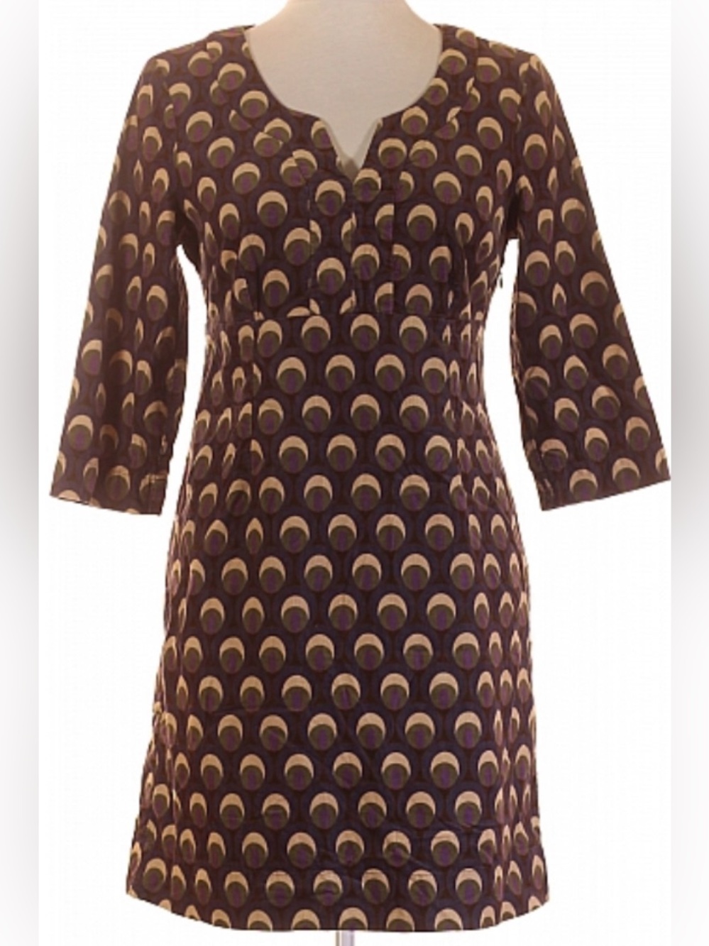 Boden Vintage Inspired Corduroy Needlecord Peacock Shift Dress- 8 Long